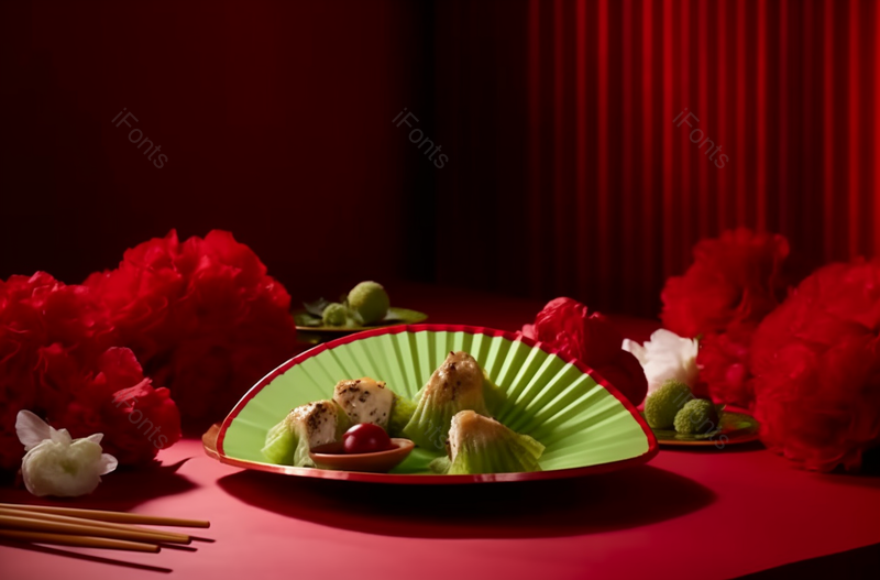 春节美食系列花开富贵,面食点心福袋、麦穗蒸饺和桂花酒静物,高清,摄影图,摄影图片,图片大全,摄影图免费下载